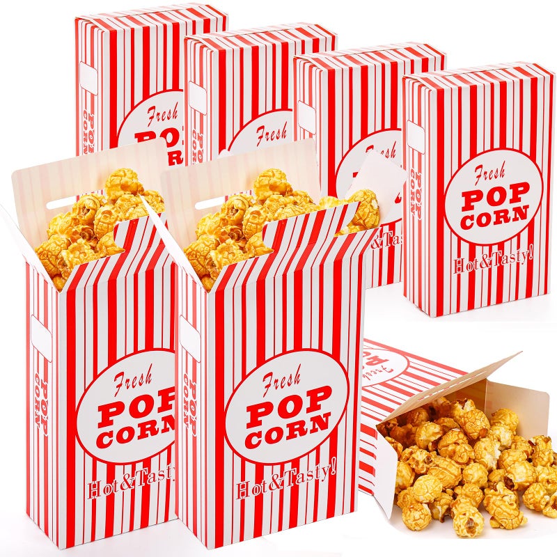 Bekith 100 Pack Paper Popcorn Boxes, Close-Top Popcorn Containers Cups Bucket for Movie Party and Theater Night - Image 1